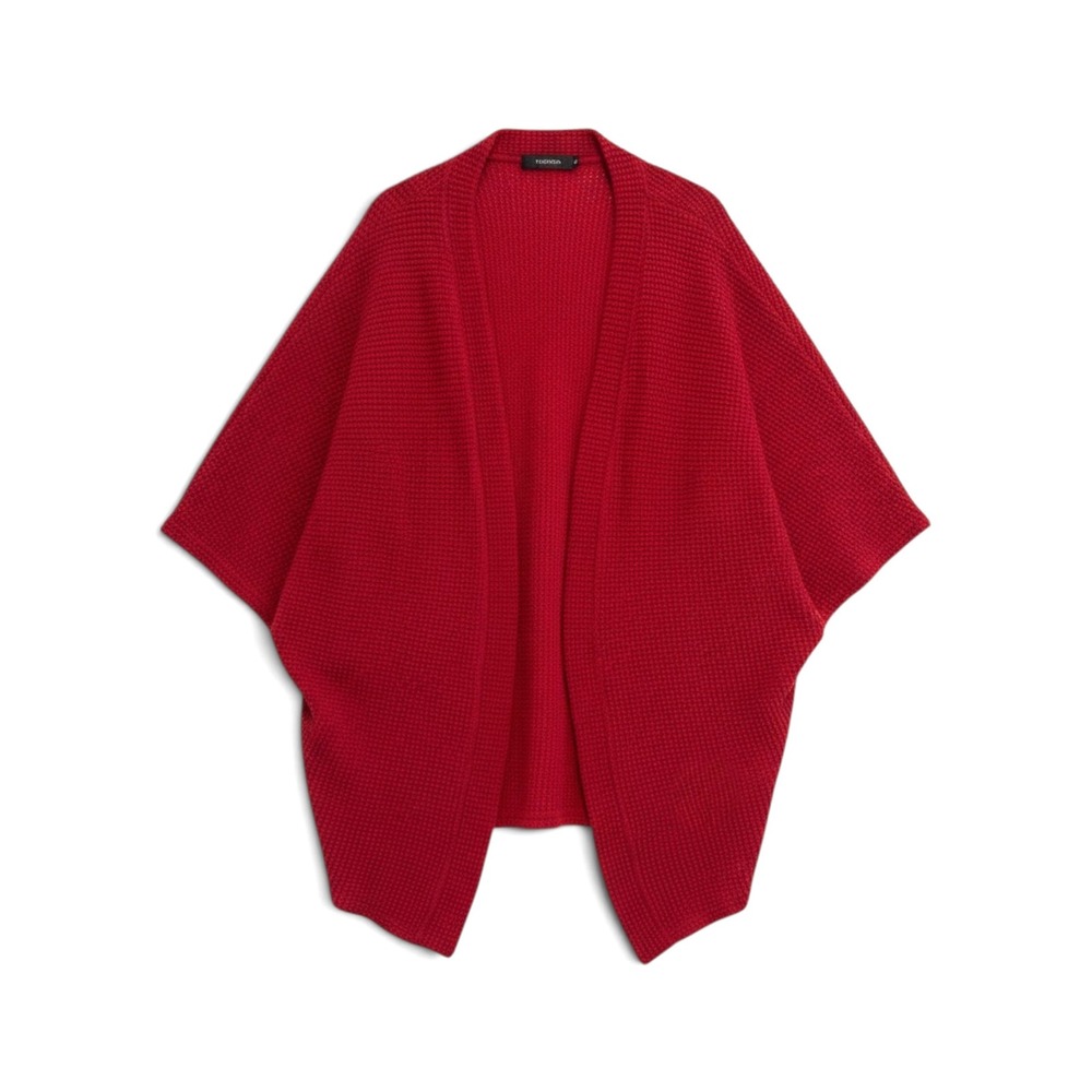 Fashion Waffle Knit Cardigan Women XL Oversized Cocoon Loungewear Holiday Red